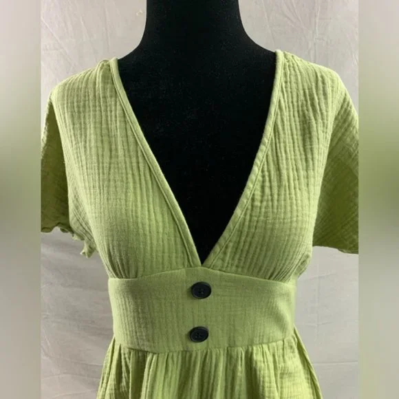 LAST ONE 🔥 Cotton Plunging Neck Ruffle Hem Dress - Picture 7 of 7